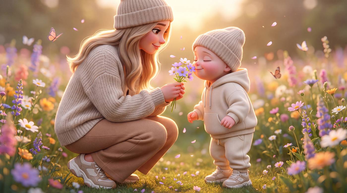 Nena Kids — smelling the flowers